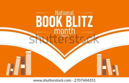 Book Blitz Month Poster Banner and Background Design Template Featuring Stacked Books Open Book Illustration and Reading Icons for Literary Celebration, Reading Challenge, and Educational Awareness 
