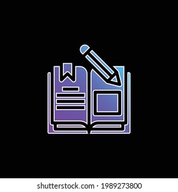 Icono del vector de gradiente azul del libro