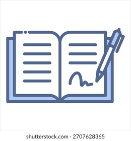 Ilustración vectorial del icono azul del libro
