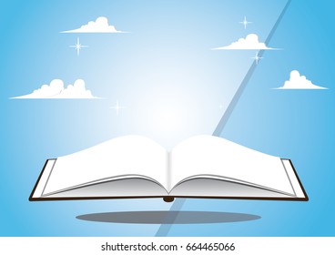 book blue open paper