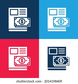 Book blue and red four color minimal icon set