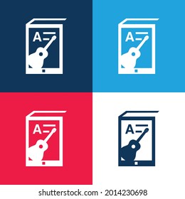 Book blue and red four color minimal icon set