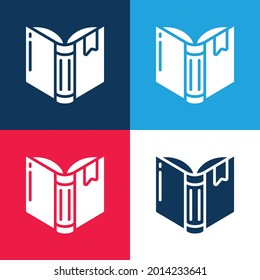 Book blue and red four color minimal icon set