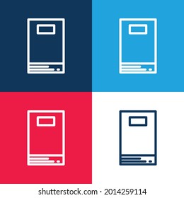Book blue and red four color minimal icon set