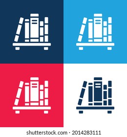 Book blue and red four color minimal icon set