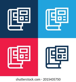 Book blue and red four color minimal icon set