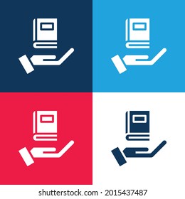 Book blue and red four color minimal icon set