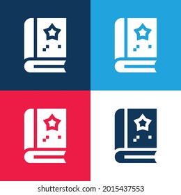 Book blue and red four color minimal icon set