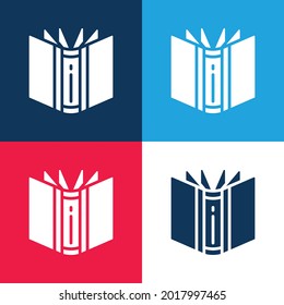 Book blue and red four color minimal icon set