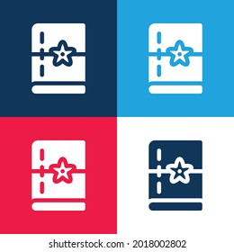 Juego de iconos mínimo de cuatro colores azul y rojo