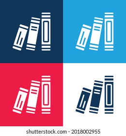 Book blue and red four color minimal icon set