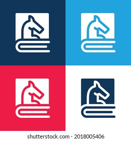 Book blue and red four color minimal icon set