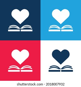 Book blue and red four color minimal icon set