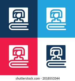 Juego de iconos mínimo de cuatro colores azul y rojo