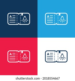 Juego de iconos mínimo de cuatro colores azul y rojo