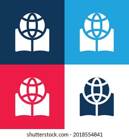 Juego de iconos mínimo de cuatro colores azul y rojo