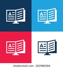 Book blue and red four color minimal icon set