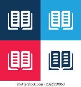 Book blue and red four color minimal icon set