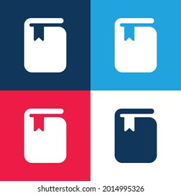 Book With Bookmark blue and red four color minimal icon set