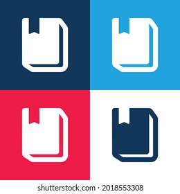 Book With Bookmark blue and red four color minimal icon set