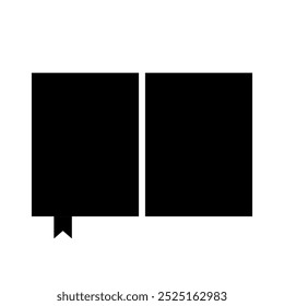 Book with bookmark. Closed vector book. Simple geometric shape. Black book icon.