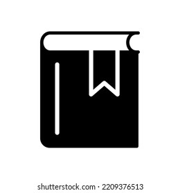 Book with Bookmark for Education in School Silhouette Icon. Paper Encyclopedia, Dictionary, Handbook in Library Glyph Pictogram. Study Book Literature in University Icon. Isolated Vector Illustration.