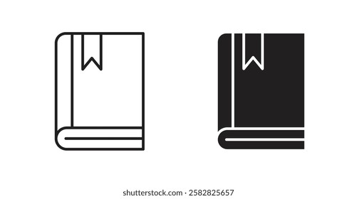 Book bookmark filled and outlined icons vectors on white background