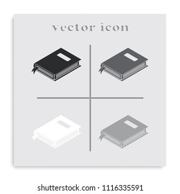 Book with bookmark flat black and white vector icon.