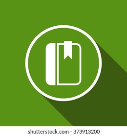 book with bookmark flat icon with long shadow. vector illustration