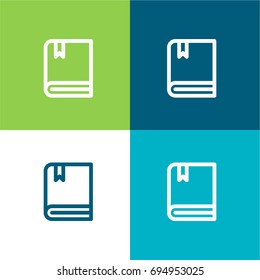 Book with Bookmark green and blue material color minimal icon or logo design