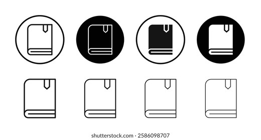 Book bookmark icon Black line art vector logo set