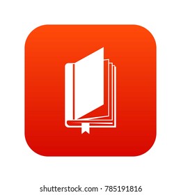 Book with bookmark icon digital red for any design isolated on white vector illustration