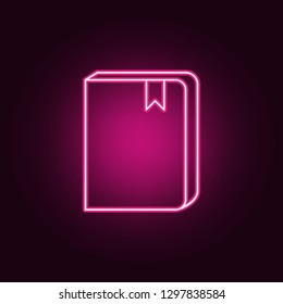 book with a bookmark icon. Elements of Books and magazines in neon style icons. Simple icon for websites, web design, mobile app, info graphics