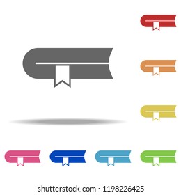 book with a bookmark icon. Elements of web in multi colored icons. Simple icon for websites, web design, mobile app, info graphics