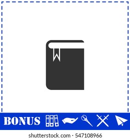 Book with bookmark icon flat. Simple vector symbol and bonus icon