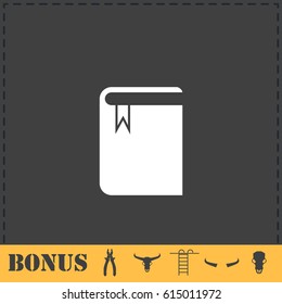 Book with bookmark icon flat. Simple vector symbol and bonus icon