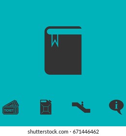 Book with bookmark icon flat. Simple vector symbol and bonus icon