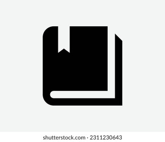Book with Bookmark Icon. Literature Paper Cover Library Document Notebook Textbook Sign Symbol Black Artwork Graphic Illustration Clipart EPS Vector