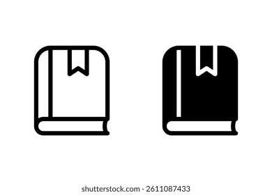 book with a bookmark icon set. Ideal for education, reading, library, or learning related designs