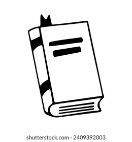 book with bookmark icon. sketch hand drawn doodle style. vector, minimalism, monochrome. library, learning, reading.