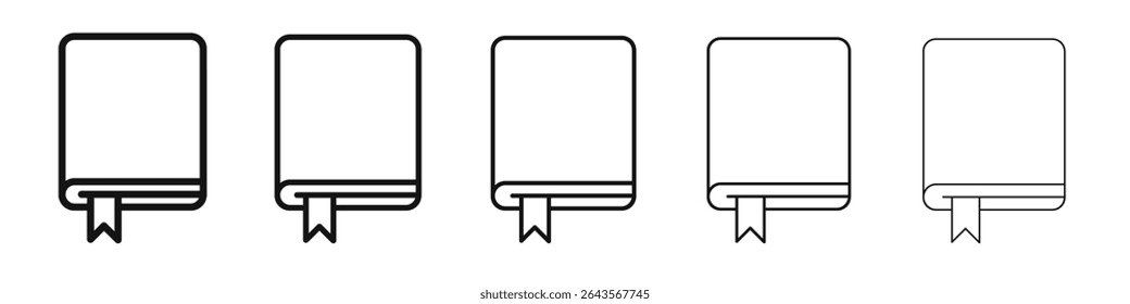 Book bookmark icon vector outline set illustration sign