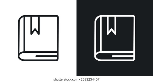 Book bookmark icons in black and white liner strokes for web design.