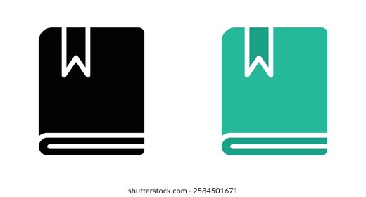 Book bookmark icons pack in black and colored version