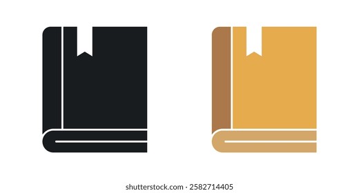 Book bookmark icons set vectors black and colored style