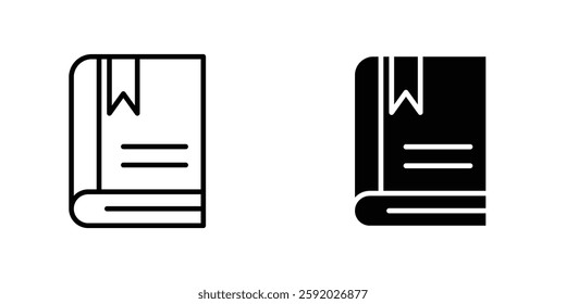 Book bookmark icons. stroke line and black solid icons