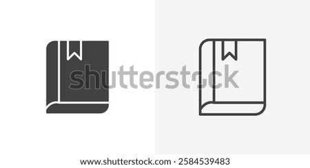 Book bookmark icons vectors illustrations in black fill and liner versions