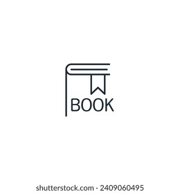 Book with bookmark. Interesting, important information. Vector linear icon illustration isolated on white background.