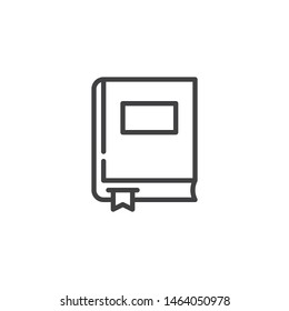 Book with bookmark line icon. linear style sign for mobile concept and web design. Bookmarked book cover outline vector icon. Library, bookstore symbol, logo illustration. Vector graphics