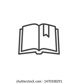 Book with bookmark line icon. linear style sign for mobile concept and web design. Open book pages outline vector icon. Education symbol, logo illustration. Vector graphics