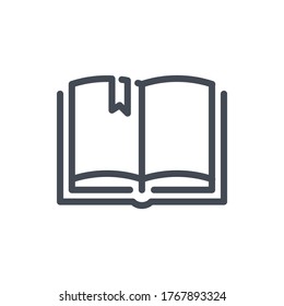 Book With Bookmark Line Icon. Open Book Vector Outline Sign.